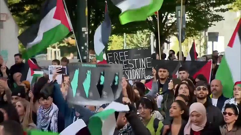 Marche pro-palestinienne à Düsseldorf, en Allemagne. 14 octobre 2023