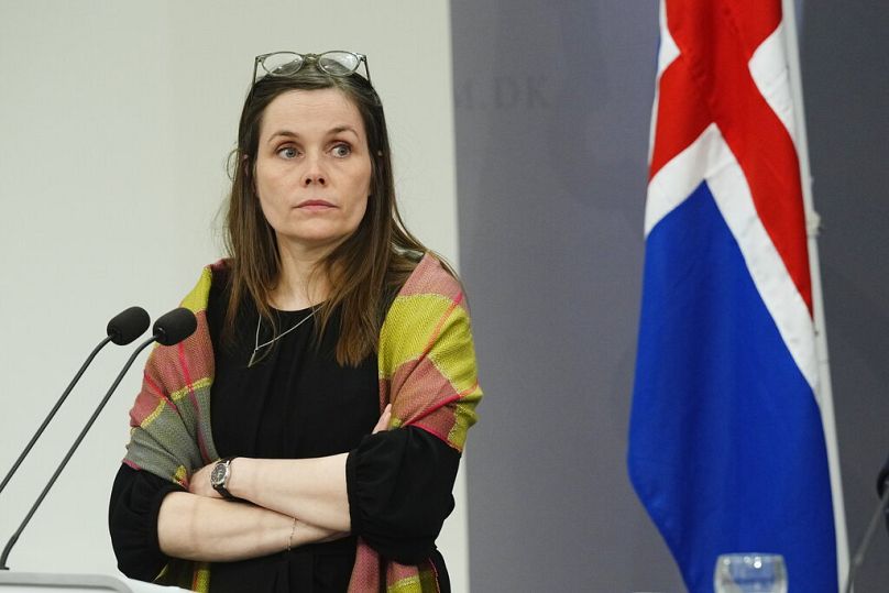 Le Premier ministre islandais Katrin Jakobsdottir participe à une conférence de presse conjointe lors de la réunion des Premiers ministres nordiques&apos ; Réunion à Vestmannaeyjar, Islande.