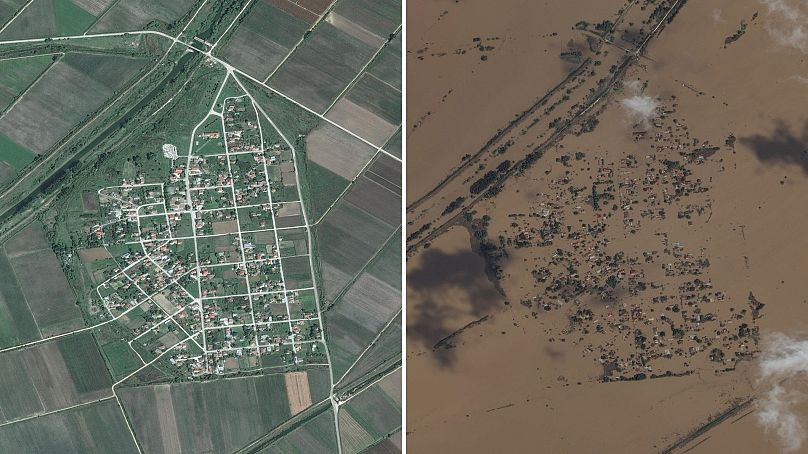 Les images satellite montrent Metamorfosi avant et après la tempête Daniel.