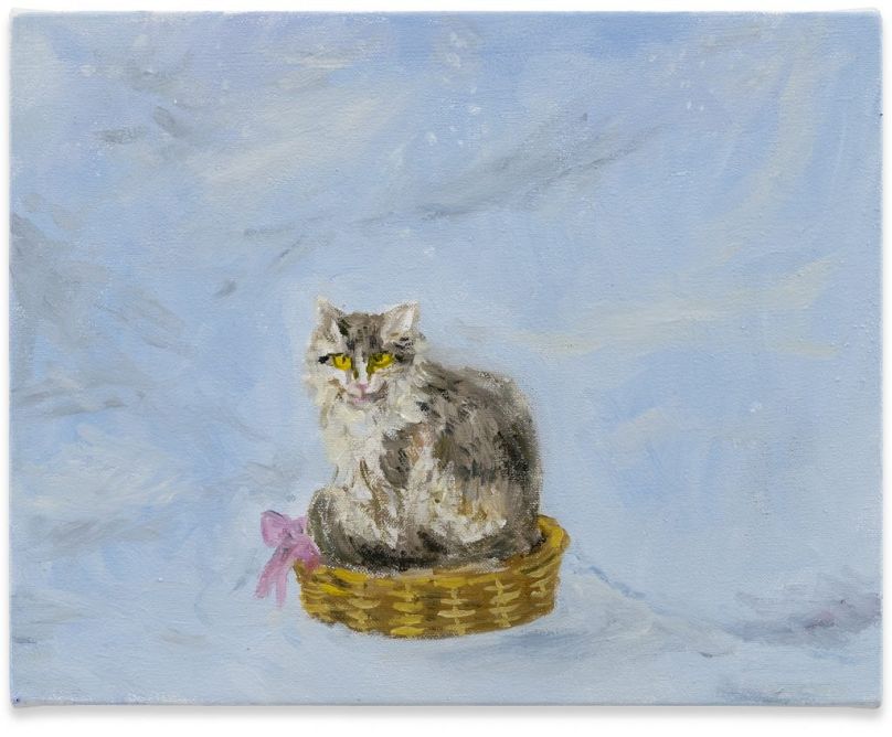 Karen Kilimnik, Le chat assis dans son panier préféré dans le blizzard, l'Himalaya, (2020)