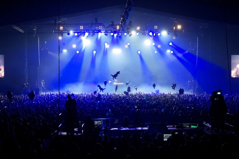 Le DJ français Christophe Le Friant dit Bob Sinclar se produit sur scène lors de la 47ème édition du Festival Printemps de Bourges le 22 avril 2023