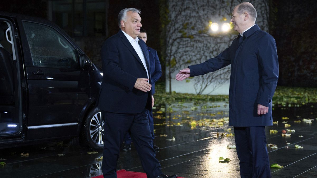 German chancellor Olaf Scholz and Hungarian prime minister Viktor Orban