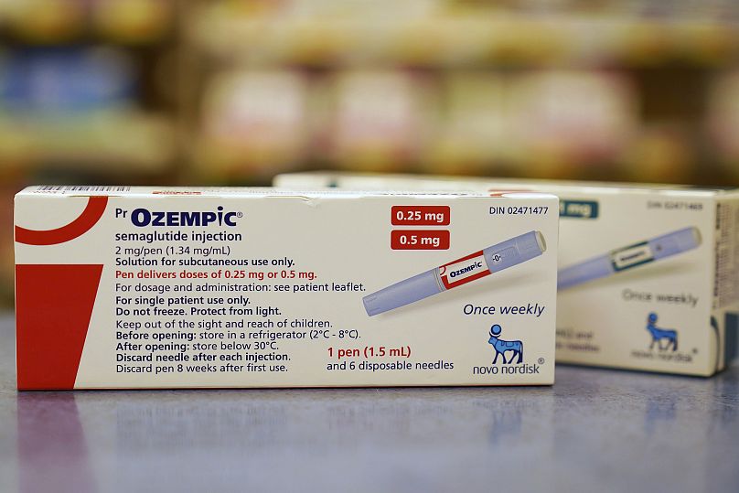 Le médicament contre le diabète Ozempic est présenté dans une pharmacie.