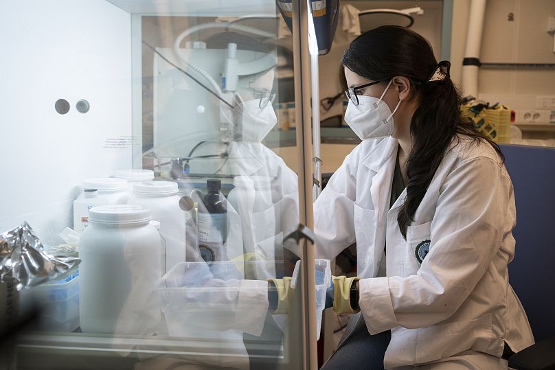 La chercheuse Fiorella Vasquez (Université du Costa Rica) traite un échantillon de poulpe des grands fonds dans le laboratoire principal pendant la 