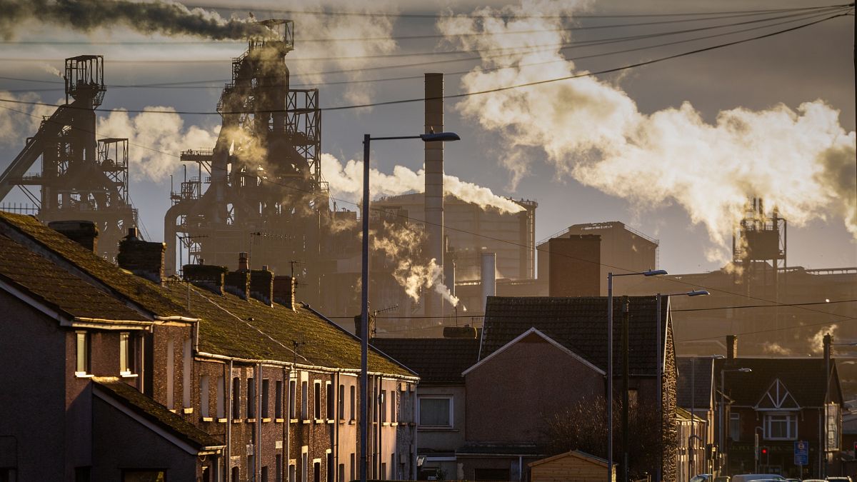 The steelworks in Port Talbot, south Wales.