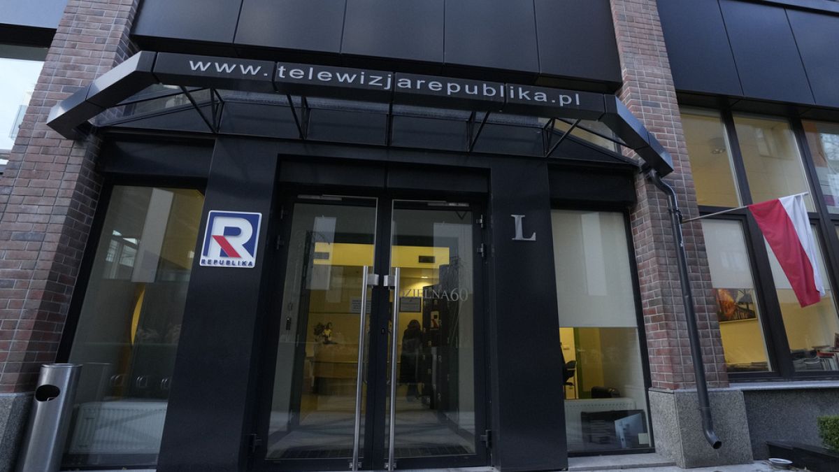 The headquarters of the right-wing television broadcaster TV Republika in Warsaw, Poland