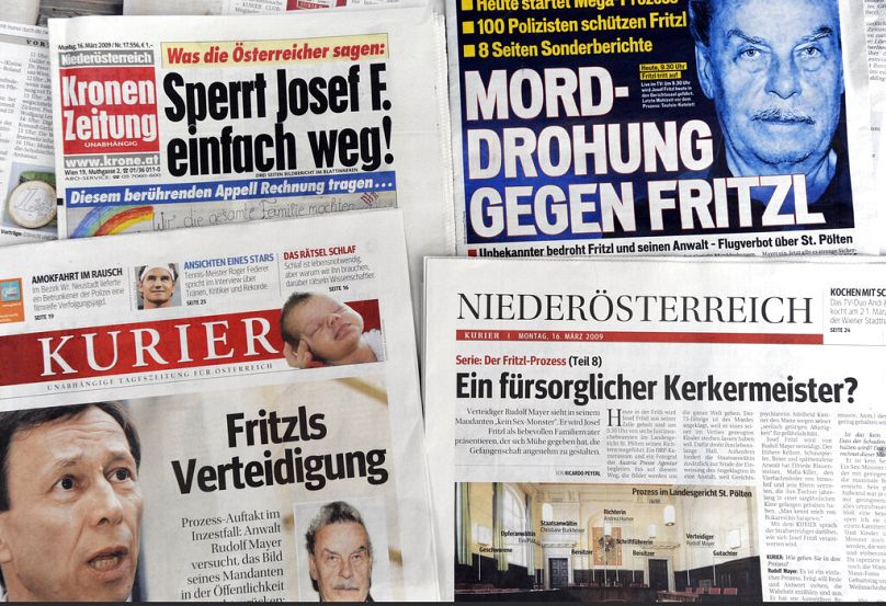 Les Unes de divers journaux autrichiens lors du procès de Josef Fritzl.