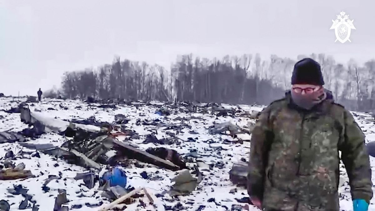 Crash site of Russian military plane near Belgorod, Russia, January 24th 2024