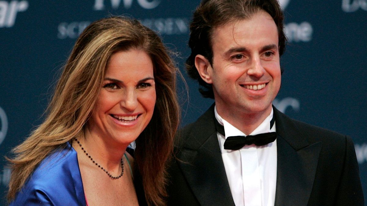 Spanish former professional tennis player Arantxa Sánchez Vicario, left, and her husband Josep Santacana, arrive for the Laureus Awards in Abu Dhabi, in 2010.