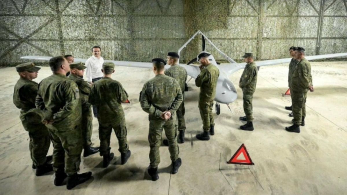 Kosovo Security Forces inspecting a drone