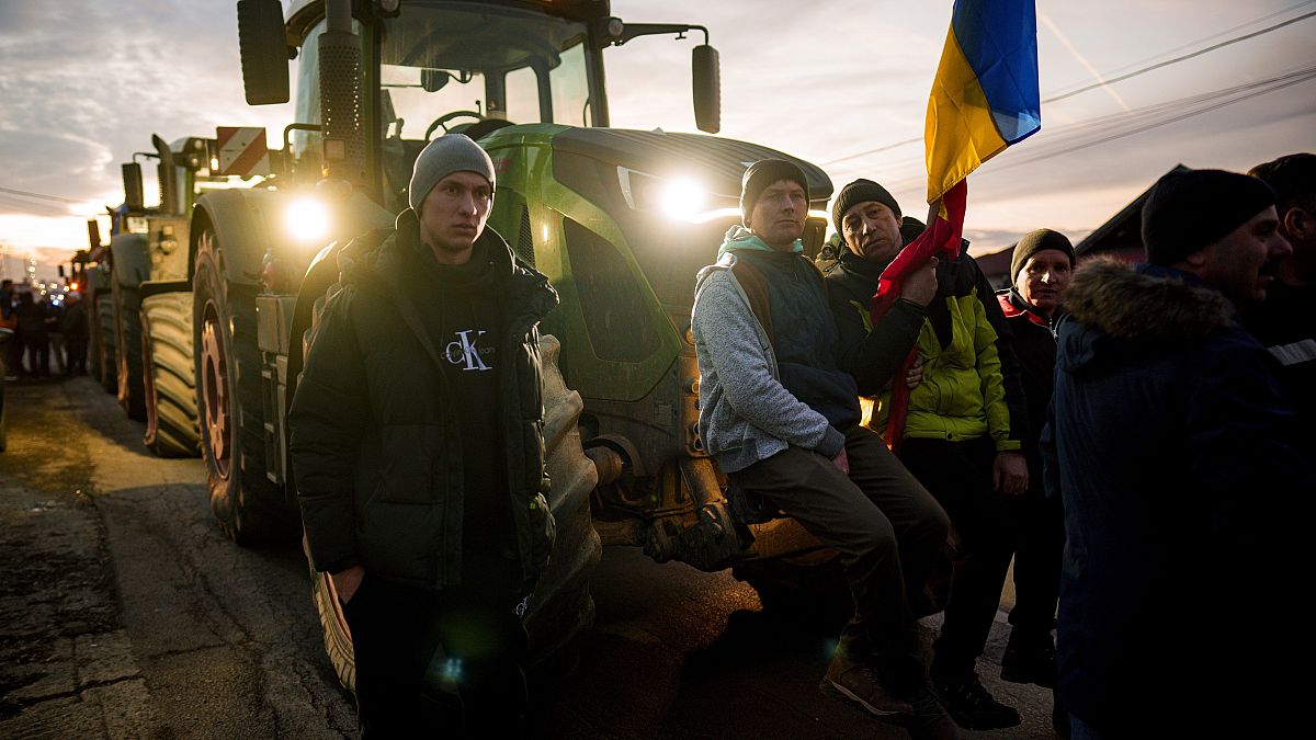 Romanian farmers and truckers protest