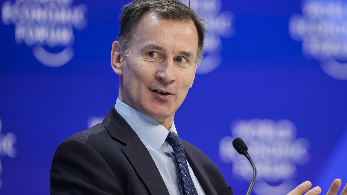Chancellor of the Exchequer Jeremy Hunt at the annual meeting of the WEF in Davos, Switzerland. Jan. 18, 2024.
