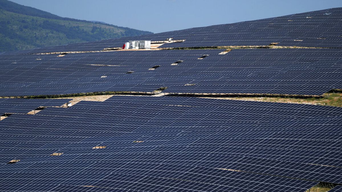 A solar park near Kozani, Greece. The EU may need to find three-quarters of its energy needs from renewable sources by 2040.