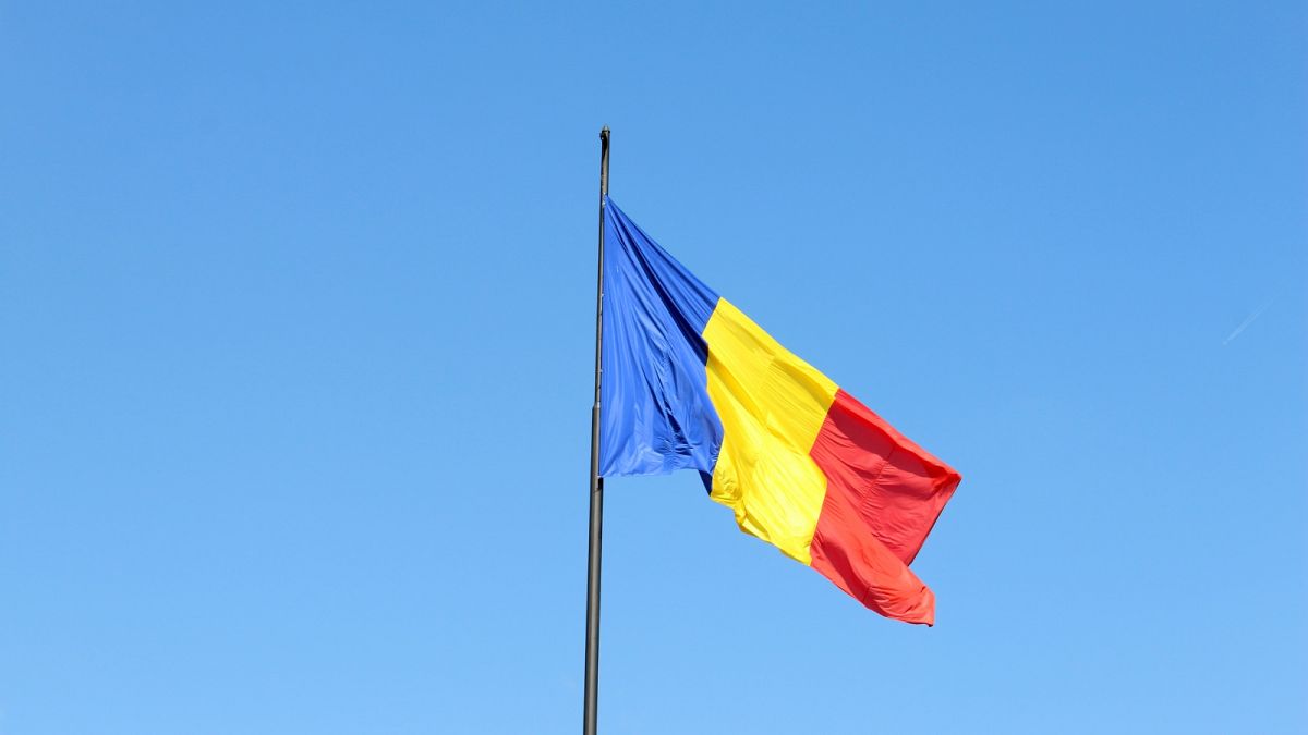 Romanian flag floating in the country