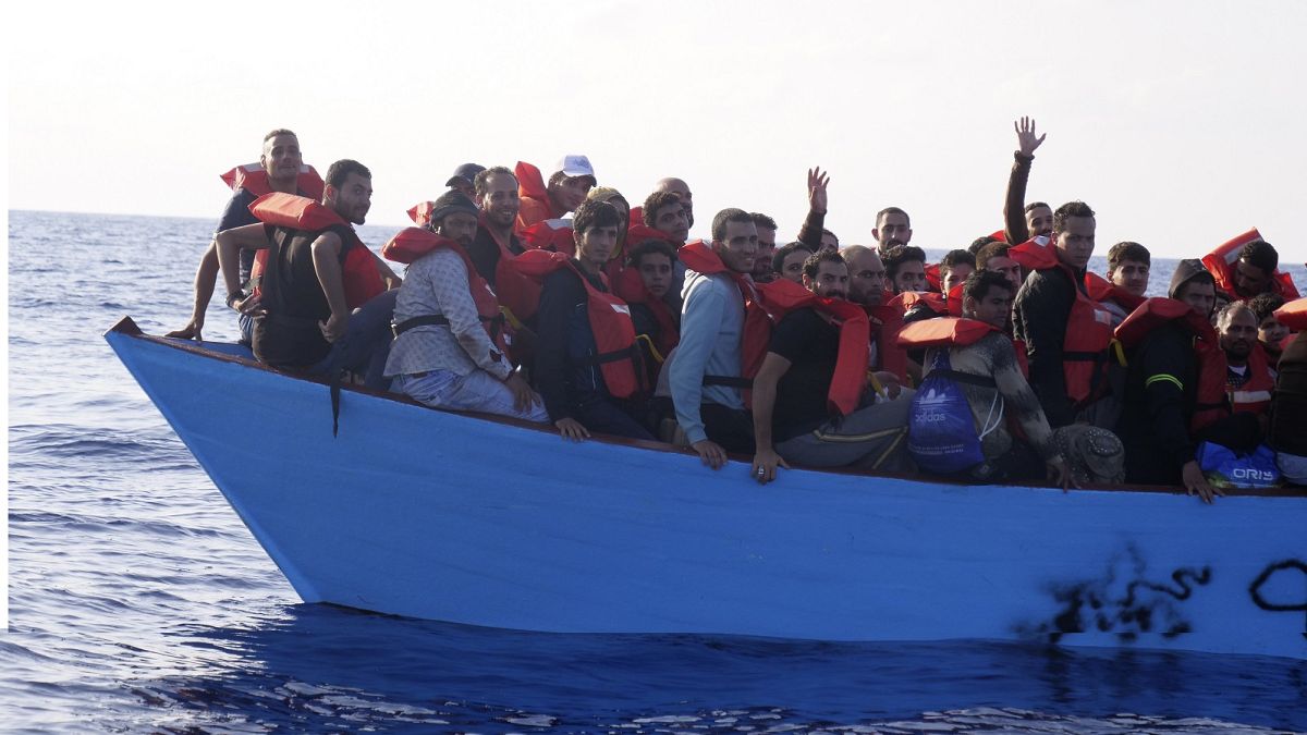 Migrants are rescued by a MSF (Medecins Sans Frontiers) rescue team boat, after leaving Libya trying to reach European soil, in the Mediterranean Sea, Friday, Oct. 6, 2023.