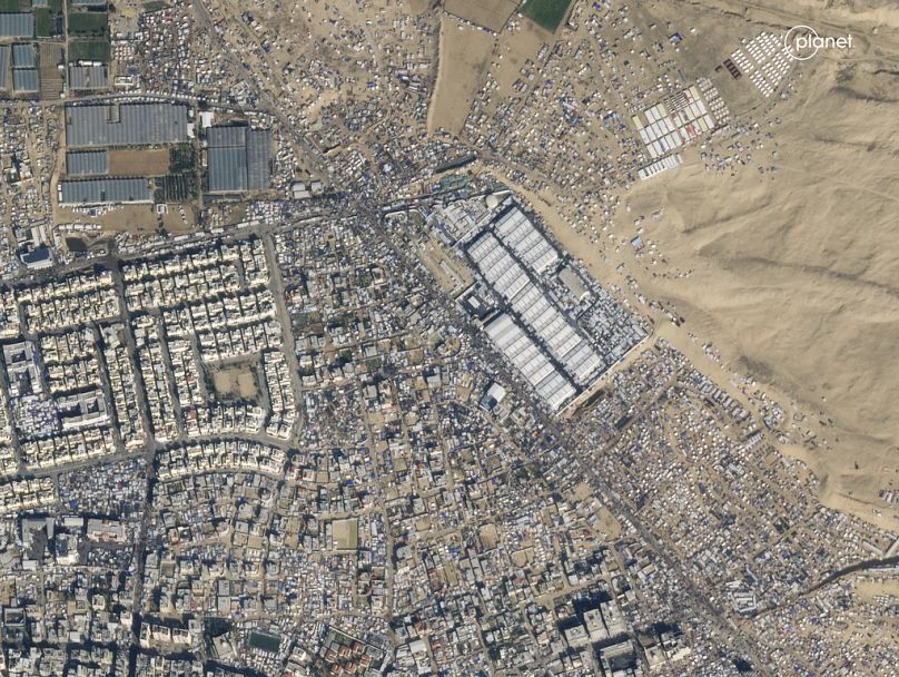 Cette image satellite fournie par Planet Labs PBC montre la ville de Rafah, dans le sud de Gaza, le 14 janvier 2024.