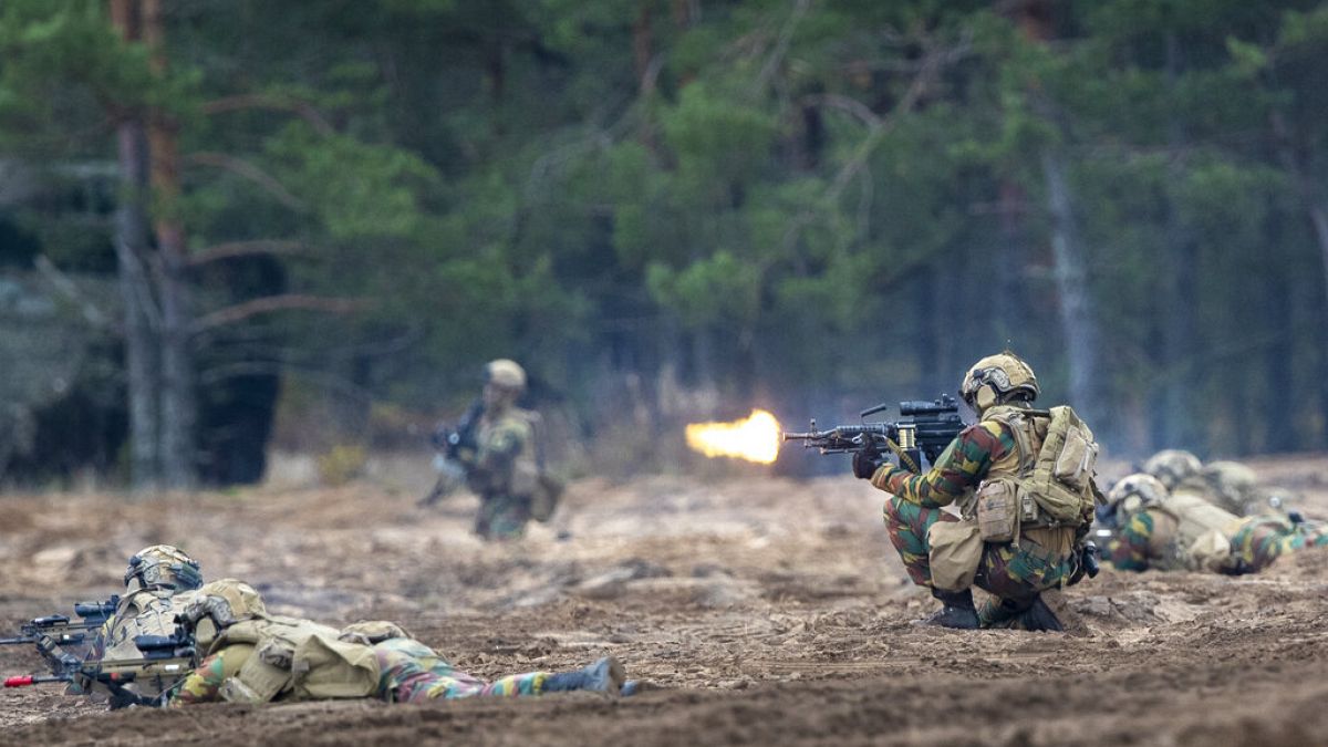 NATO soldiers on an exercise in the Baltics.