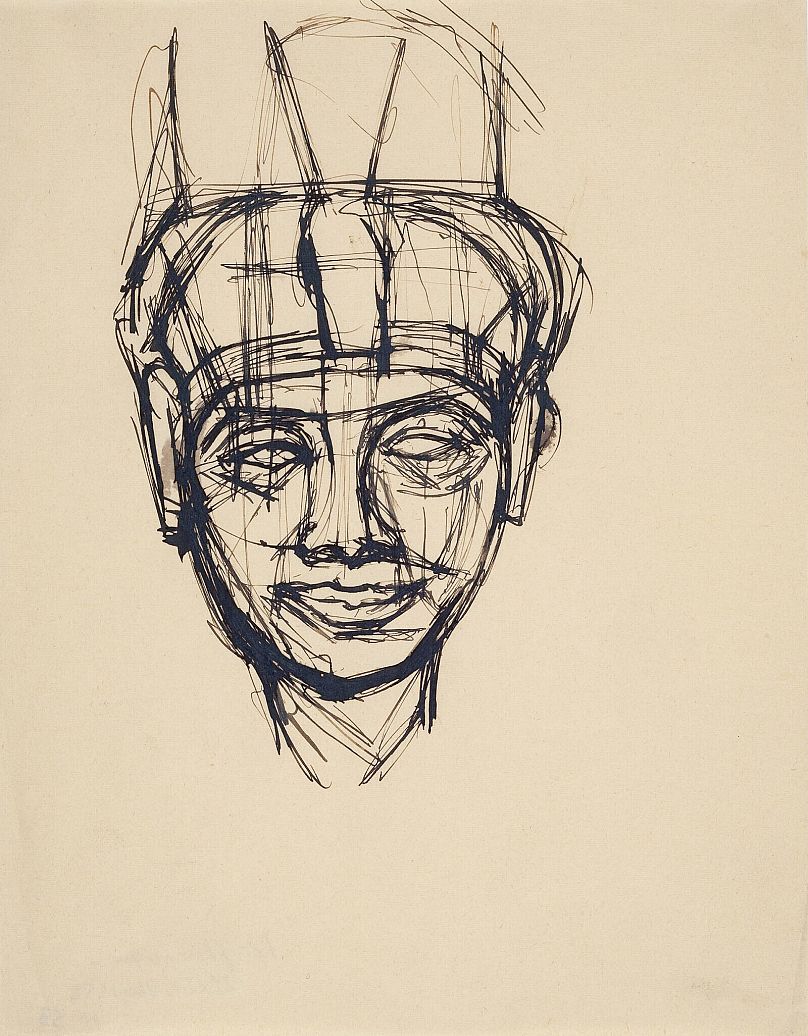 Alberto Giacometti - Dessin d'étude d'après la tête de la déesse Mout (1920-1939)