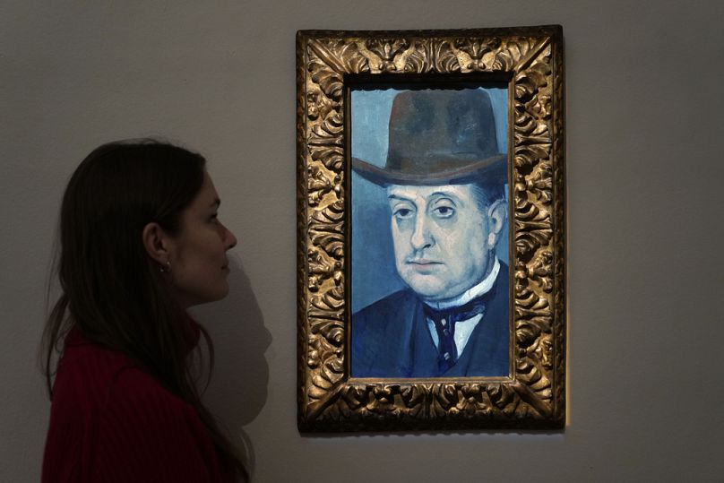L'oeuvre d'art "Lluís Vilaro" de l'artiste espagnol Pablo Picasso exposé lors d'un aperçu médiatique des ventes aux enchères Sotheby's Modern & Contemporary à Londres.