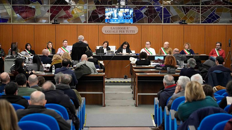 Une vue de la salle d'audience lors du procès pour le meurtre du chercheur de l'Université de Cambridge, Giulio Regeni, au tribunal de Rome, le mardi 20 février 2024.