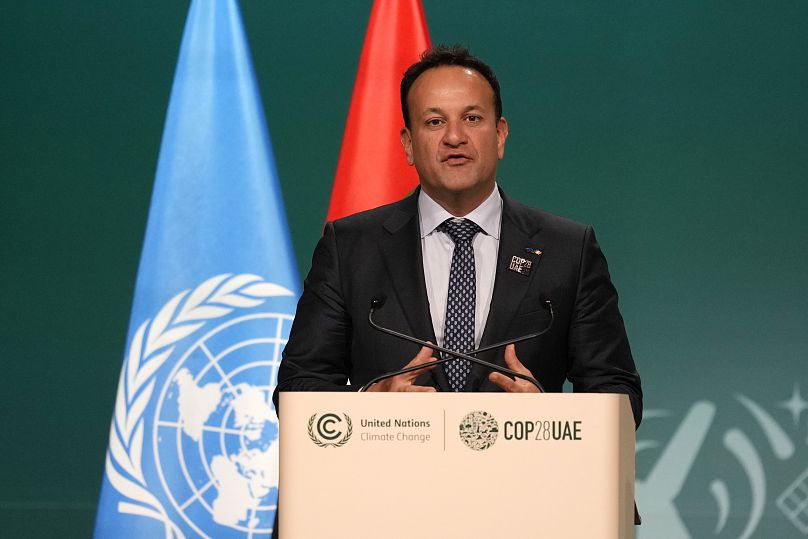 Le Premier ministre irlandais Leo Varadkar s'exprime lors d'une séance plénière du sommet COP28, en décembre 2023.