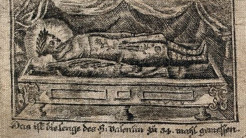 Saint-Valentin. Eau-forte sur toile.