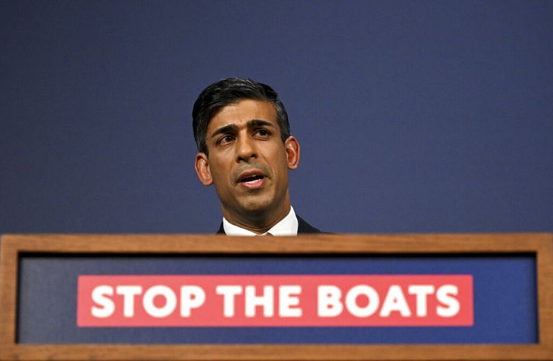 Le Premier ministre britannique Rishi Sunak s'exprime lors d'une conférence de presse, le 7 mars 2023.