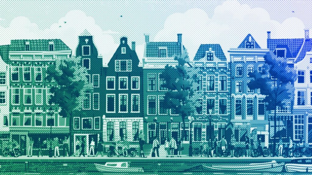 Tourists in Amsterdam, illustration