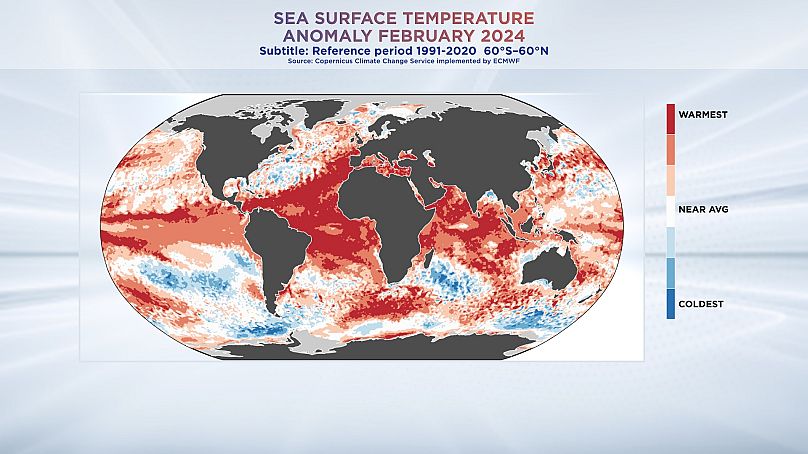 La température de surface de l’océan en dehors des régions polaires a battu un nouveau record absolu. Données du service Copernicus sur le changement climatique.