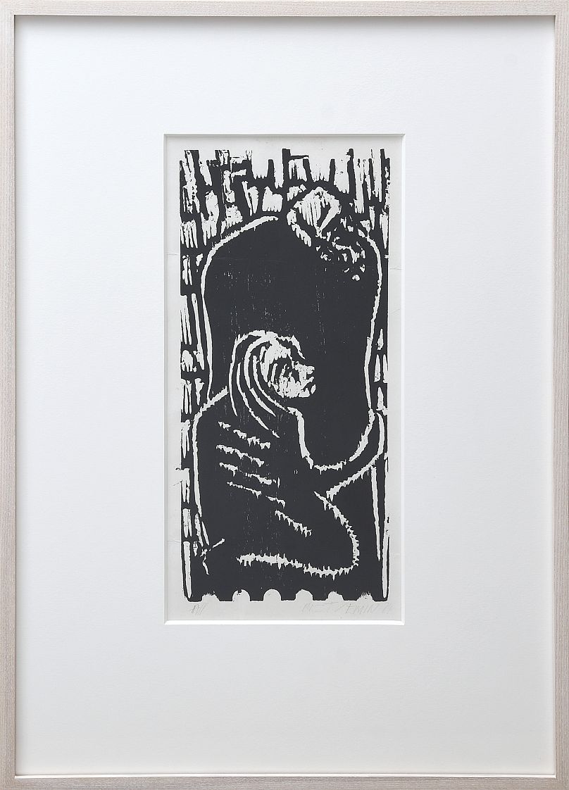 Travcey Emin Sans titre (Embrace), ca. 1984 Gravure sur bois sur papier Japon, 51 x 38,2 cm, Tirage à 1 exemplaire.