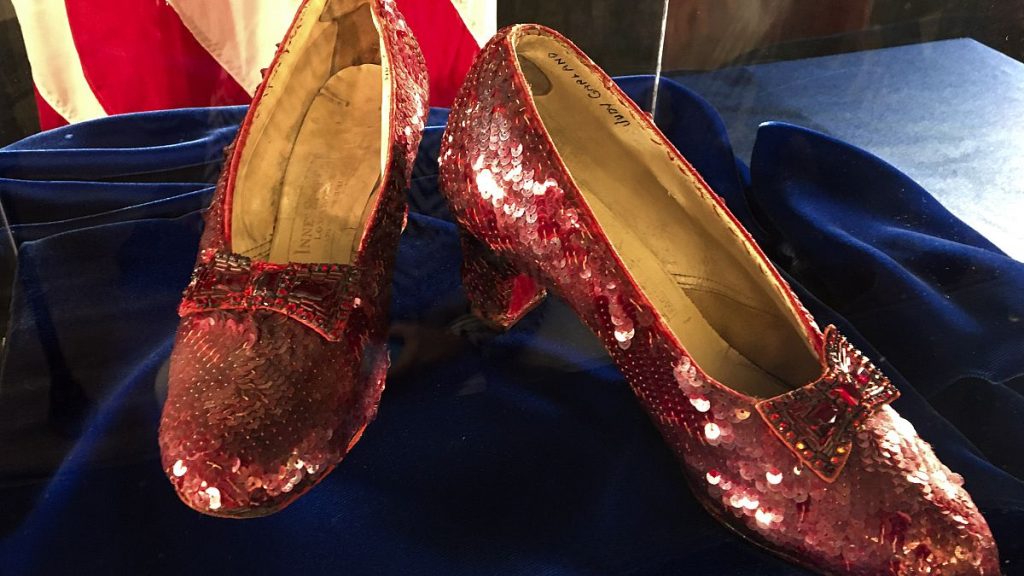 Ruby slippers once worn by Judy Garland in the