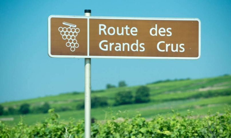Panneau routier le long de la Route des Grands Crus, France