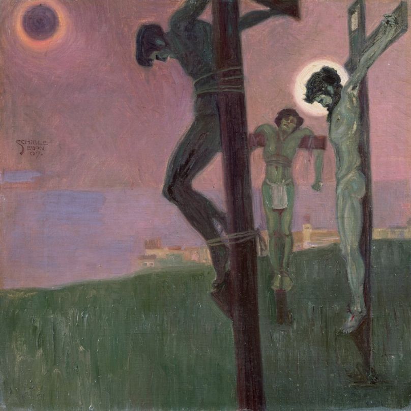 Crucifixion avec le soleil assombri par Egon Schiele