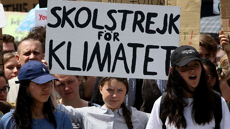 La militante climatique Greta Thunberg lors d'une manifestation Fridays for Future en 2019.