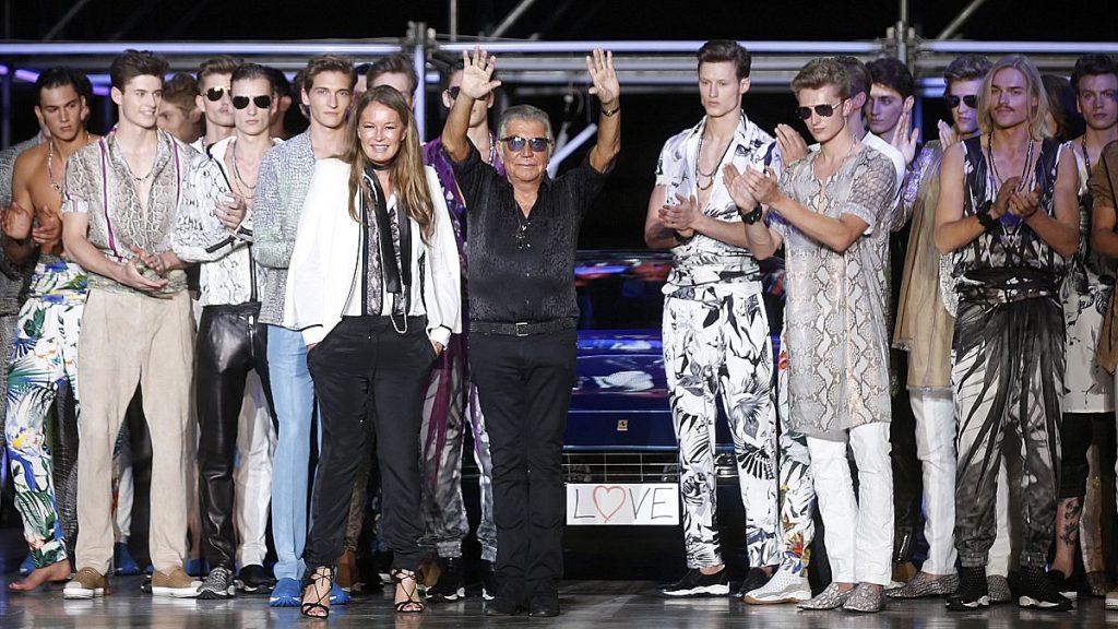 Italian designer Roberto Cavalli after presenting the Roberto Cavalli men