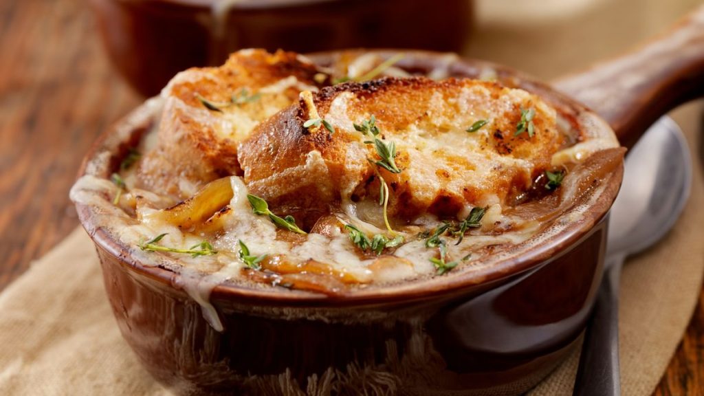 A classic French onion soup