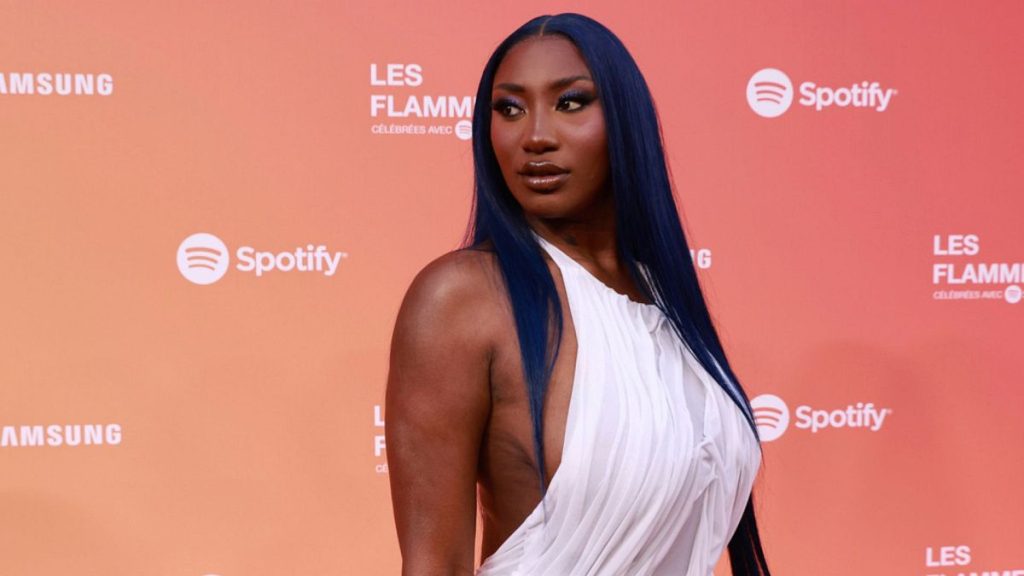 Singer Aya Nakamura poses before the Flammes awards Thursday, 25 April 2024 in Paris.