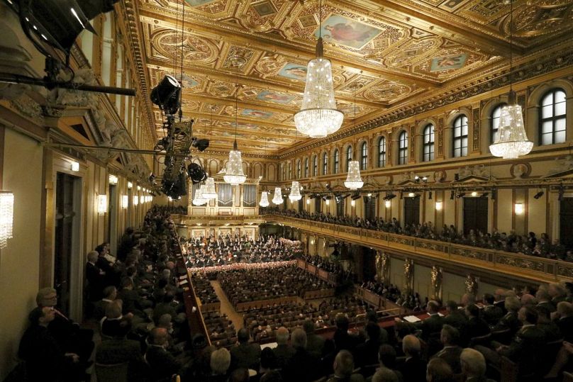 Aperçu d'une répétition de l'Orchestre Philharmonique de Vienne pour le traditionnel concert du Nouvel An dans la salle dorée du Musikverein de Vienne, décembre 2017
