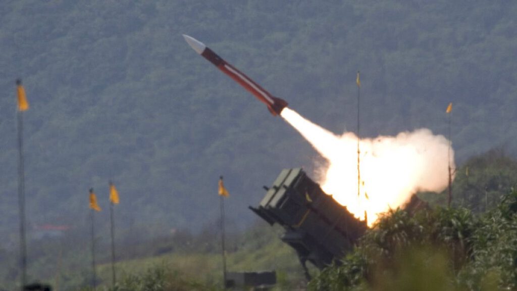 FILE - A U.S.-made Patriot missile is launched during an annual exercises in Ilan County, 80 kilometers (49 miles) west of Taipei, Taiwan, on July 20, 2006.
