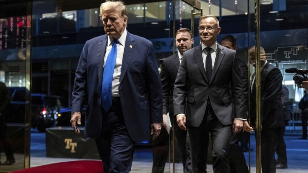 Republican presidential candidate Donald Trump arrives with Poland