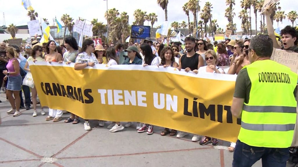 People took to the street in the Canary Islands to protest unsustainable tourism