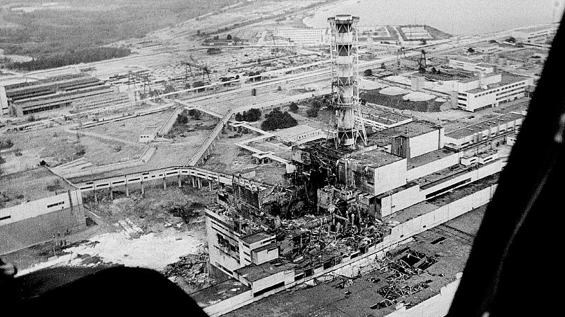 Vue aérienne de Tchernobyl après la catastrophe nucléaire de 1986