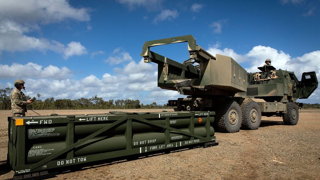 FILE PHOTO - In this image provided by the U.S. Army, Army Tactical Missile System (ATACMS) on to the High Mobility Artillery Rocket System (HIMARS) in Queensland, Australia.