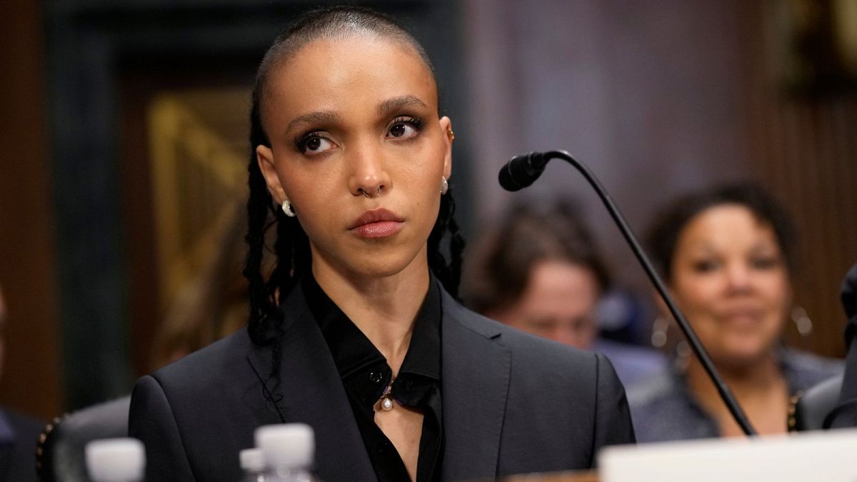 FKA twigs testifies before the Senate Judiciary Subcommittee on Privacy, Technology, and the Law for a hearing on Capitol Hill in Washington