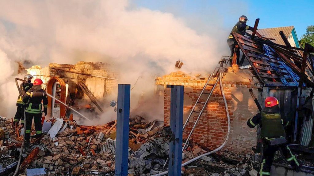 Rescuers work at a damaged building after a Russian missile attack in Ukraine