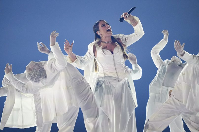 iolanda du Portugal interprète la chanson Grito lors de la première demi-finale du Concours Eurovision de la chanson à Malmö, Suède, le 7 mai 2024.