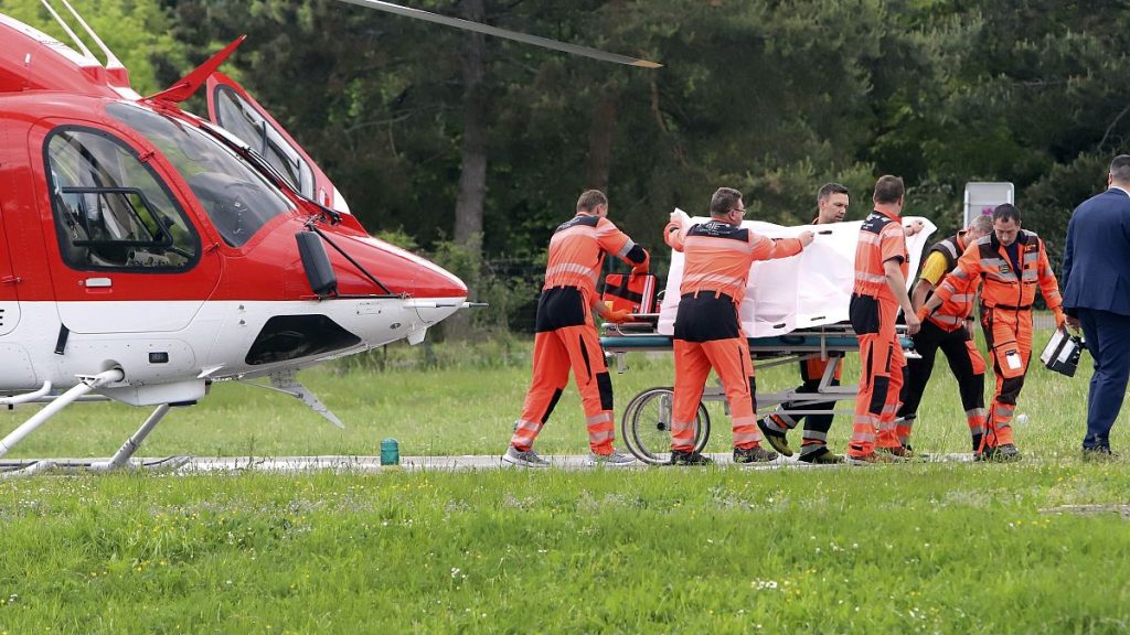 Rescue workers wheel Slovak Prime Minister Robert Fico, who was shot and injured, to a hospital in the town of Banska Bystrica, central Slovakia, Wednesday, May 15, 2024.