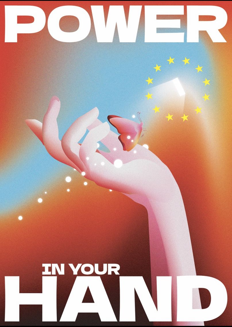 Affiche de l'illustrateur grec Panagiotis Tsironis pour Get Out & Vote.