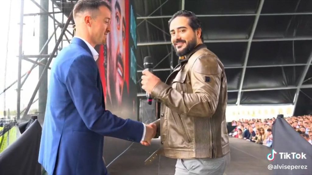 Alvise Pérez in a picture during an election rally in Madrid.