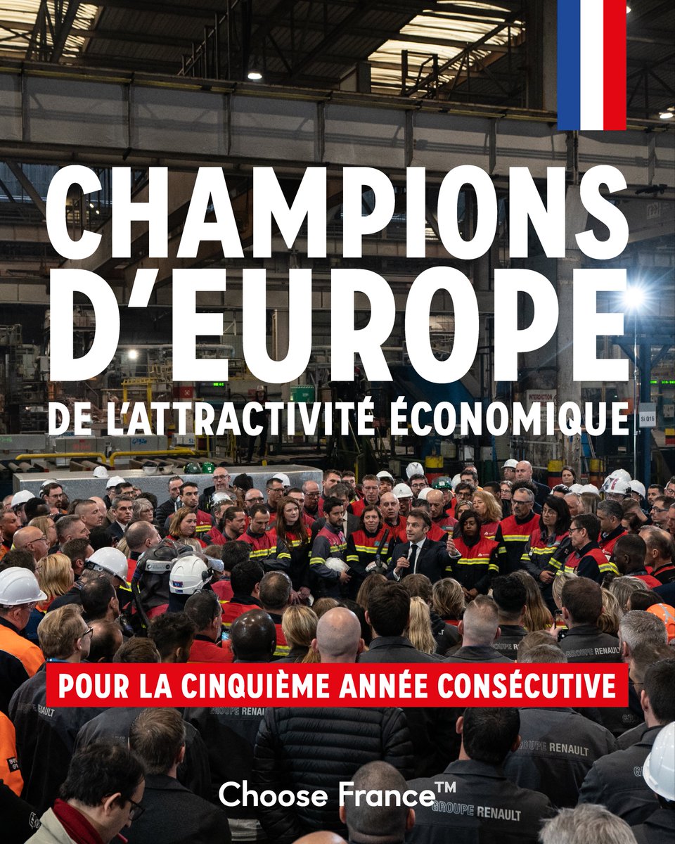 Nouvelle victoire pour l'équipe France ! Cette année encore, avec Prologium, XTC, Pfizer, Novo Nordisk et beaucoup d'autres, la France reste le pays qui attire le plus d'investissements étrangers. La stratégie #ChooseFrance porte ses fruits. On continue ? Rendez-vous le 13 mai.